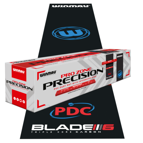 Preview: Pro Zone Precision PVC Dartmatte schwarz mit integriertem Oche